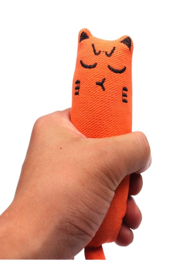 EBIEFLY 5Pcs Pet Cat Toy Contains Mint Pure Cotton Fabric for Tooth Grinding, Durable Removal, Clean Tooth Brushing, Cute Cat Mouse Shaped Gift (Orange) - Image 5